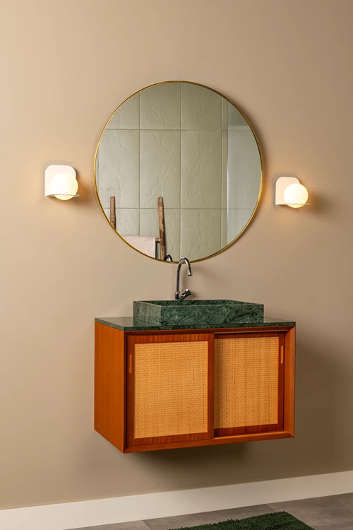 Lucide DAVY - Wandlamp Badkamer - 1xG9 - IP44 - Wit - sfeer 1